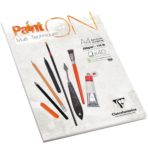 Clairefontaine Paint On Multiteknikpapper – vitt, slät