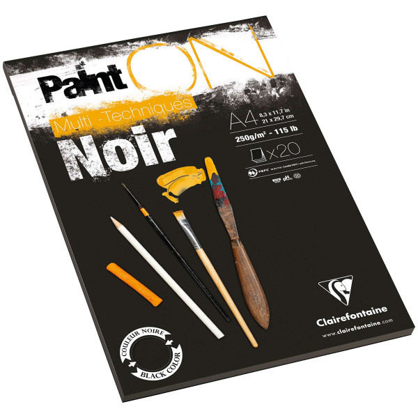 Clairefontaine Paint On Noir Multiteknikpapper – svart, grov