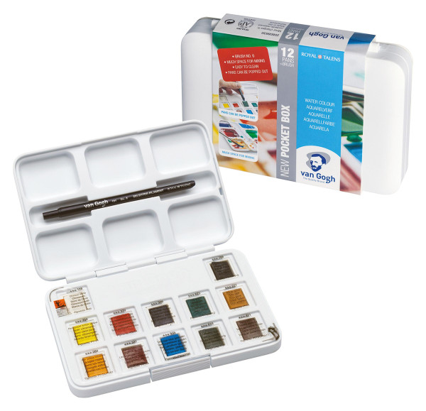 Royal Talens – Van Gogh Pocket Box med 12 halvkoppar Standardfärgtoner