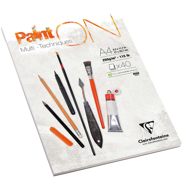 Clairefontaine Paint On Multiteknikpapper – vitt, slät