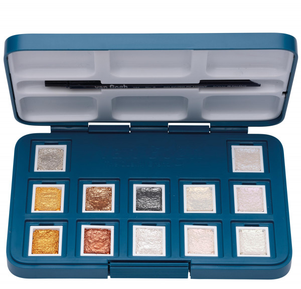 Royal Talens – Van Gogh Pocket Box med 12 halvkoppar
Metallic-/interferencekulörer