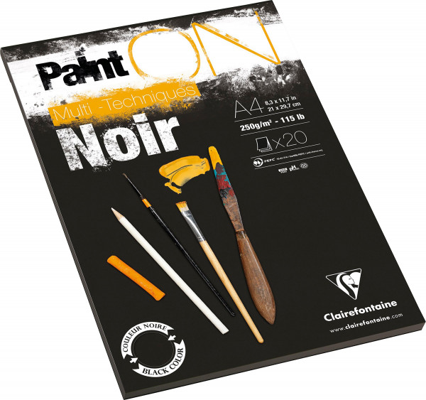 Clairefontaine Paint On Noir Multiteknikpapper – svart, grov